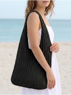 Solid Color Crochet Beach Tote Bag